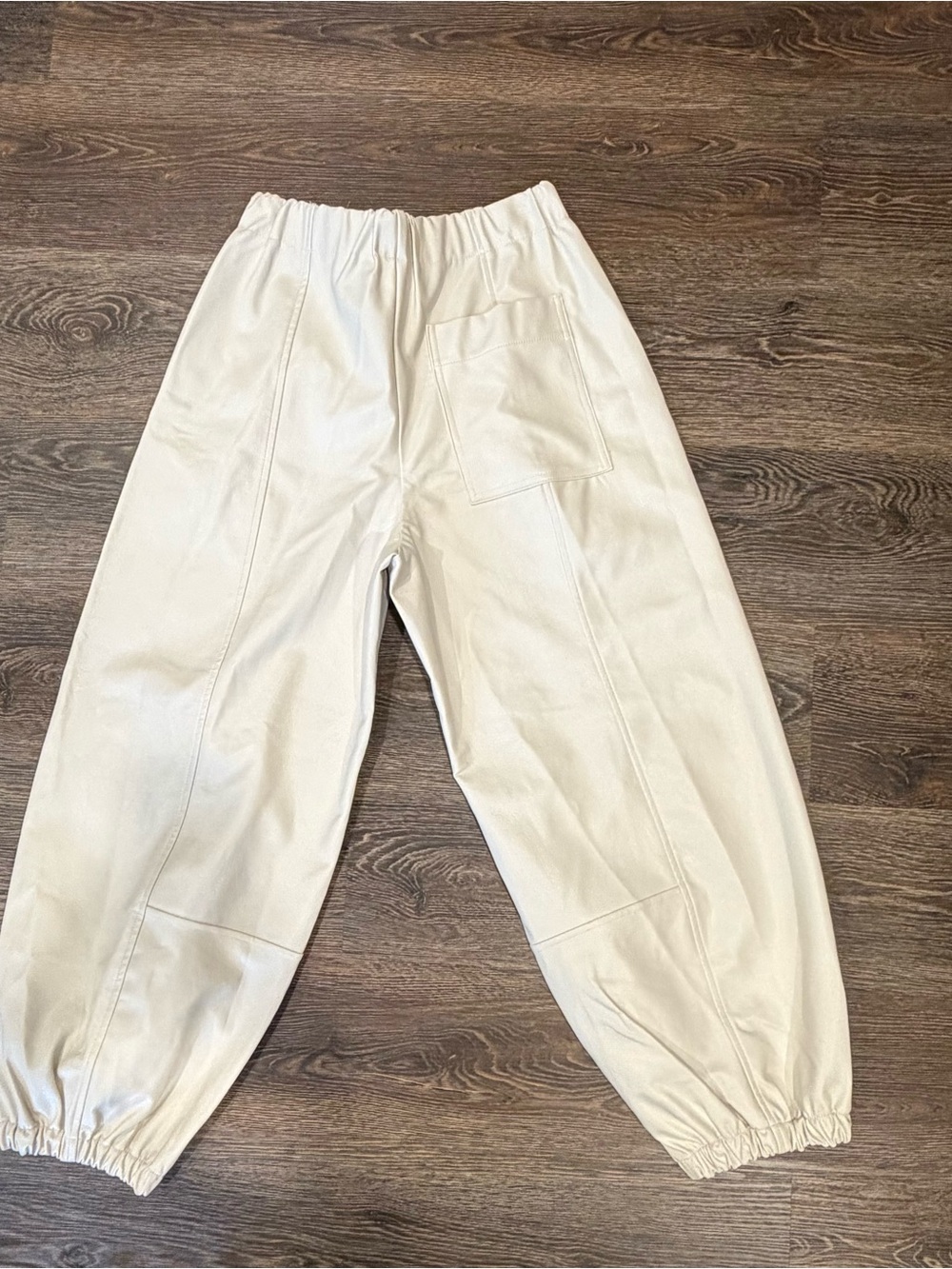 Maeve Wide-Leg Balloon Hem Faux Leather Trousers - Picture 4 of 4